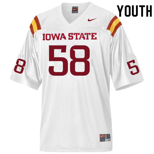 Youth #58 Eyioma Uwazurike Iowa State Cyclones College Football Jerseys Sale-White - Click Image to Close